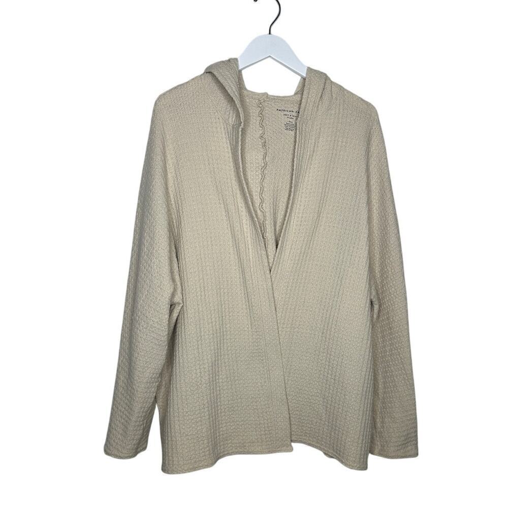 American Eagle Size Large Waffle Knit Layering Cardigan Beige Tan Loungewear